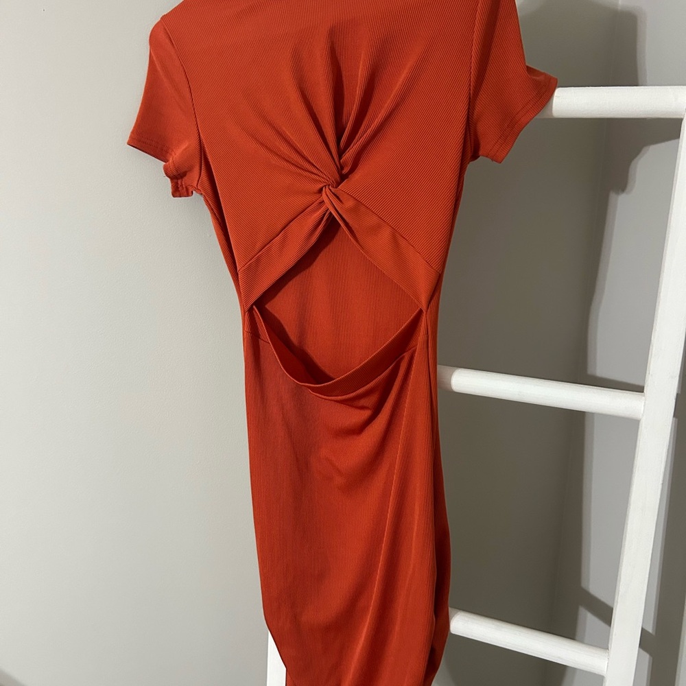 SHEIN Orange Backless Dress